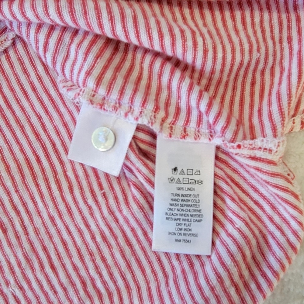 Adrienne Vittadini Linen Top Women 1X Red White Stripe‎ Button Back - Picture 8 of 8